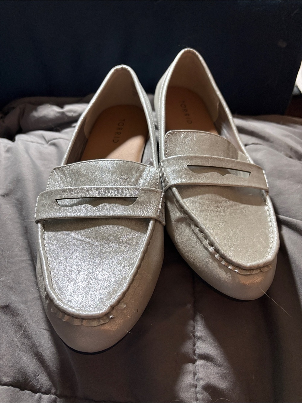 torrid Metallic Silver Penny Loafers